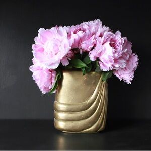 Vintage 1980 Dolbi Cashier Heavy Art Deco Brass Floral Container Vase